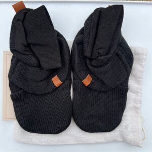 NWT Goumi Kids Shadow Knit Baby Boots SZ 18-24mo Black Organic Cotton Booties